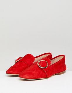 Kurt Geiger Red Suede Circle Buckle Loafers