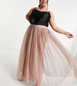 tulle maxi skirt in mink-Pink