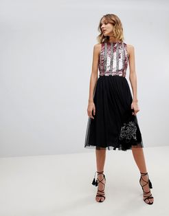 tulle midi skirt in black