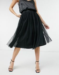 tulle midi skirt in black