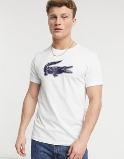 croc logo t-shirt in white/navy