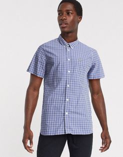 gingham short sleeve shirt-Navy