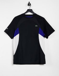 sport breathable color block tennis t-shirt-Black