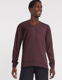 v-neck sweater-Red