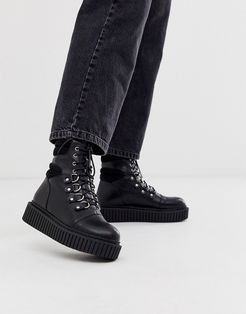 black creeper sole hiker boots