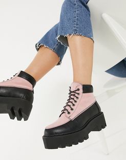 chunky hiker boots in pink