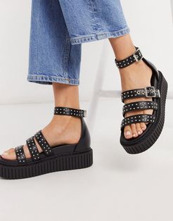 creeper sandals with stud detail in black