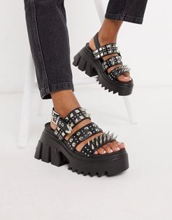 extreme chunky sandals in black