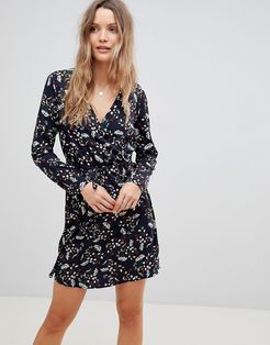 Wrap Front Dress-Navy