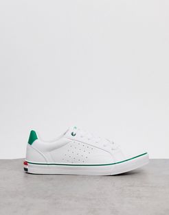 classic tennis sneakers in white with green trim