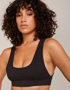 Charlie organic cotton scoop neck bralet with low cut underarm in rose-Black