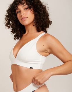 Devon organic cotton plunge front triangle bralette in ivory-White