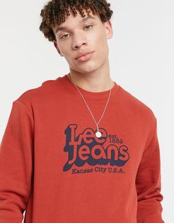 70s logo crew neck sweatshirt-Red