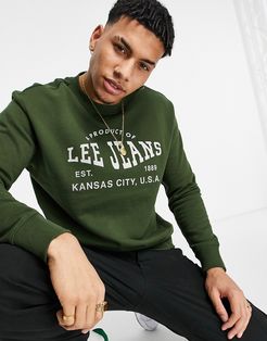 logo crew neck sweatshirt in winter green