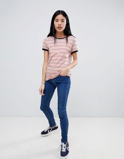 Stripe Ringer T-Shirt-Pink