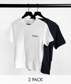 2 pack modern vintage logo T-shirt in white/black-Multi