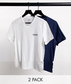2 pack modern vintage logo t-shirt in white/dress blues-Multi