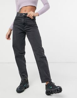 high loose tapered leg jeans in black