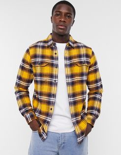 jackson check flannel worker overshirt in golden yellow