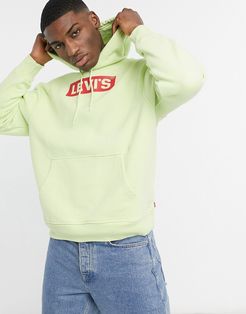 Youth relaxed fit box tab logo hoodie in shadow lime green