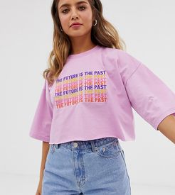 cropped embroidered t-shirt-Pink