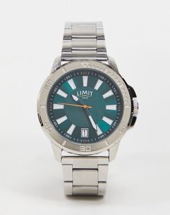 bracelet watch in silver with green dial