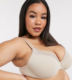 Curve recycled poly classic t-shirt bra in beige-Neutral
