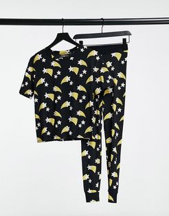 Julia organic cotton shooting star print t-shirt and legging set in black