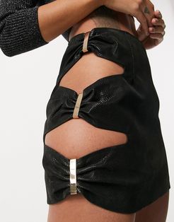cut out detail mini skirt in black