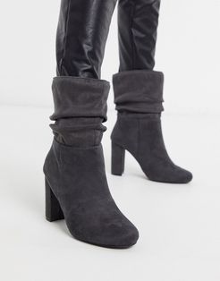 faux suede slouch boots-Gray