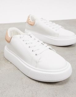 flatform sneakers with metallic back detail in white