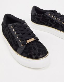 leopard detail flatform sneakers in black
