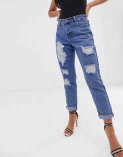 distressed skinny boyfriend jean-Blues