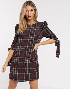 mini dress in brown check