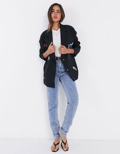 oversized blazer with patches in black