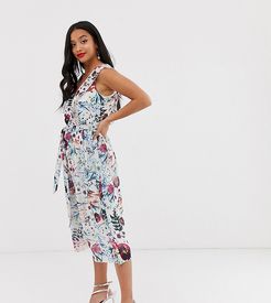 all over midi skater dress in multi floral print