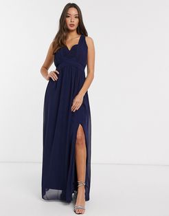 Raisa lace back detail maxi dress in navy