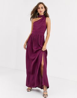 satin maxi dress in mulberry-Pink