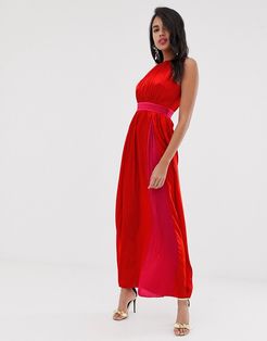 sleeveless maxi dress-Red