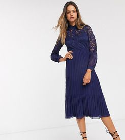 lace shirt skater dress in navy