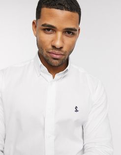 slim fit shirt with logo in white