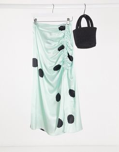 set rouched skirt in spot-Green