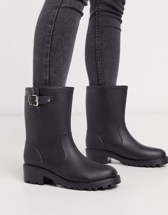 biker welly boots-Black