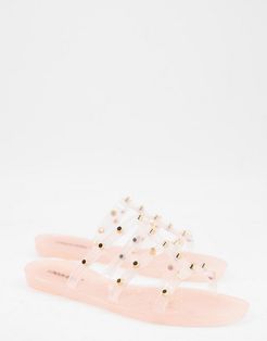 jelly slides with studs in beige-Neutral