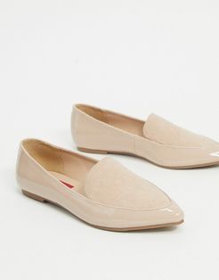 pointed flat loafers in beige mix