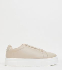 wide fit flatform lace up sneaker in beige