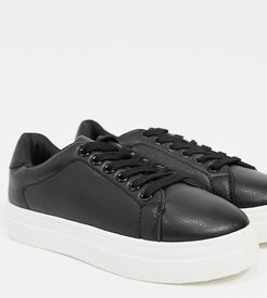 wide fit flatform lace-up sneakers in black