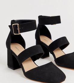 wide fit square toe block heels-Black