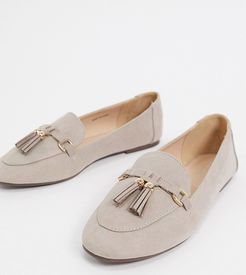 Wide Fit tassel loafers in taupe-Beige