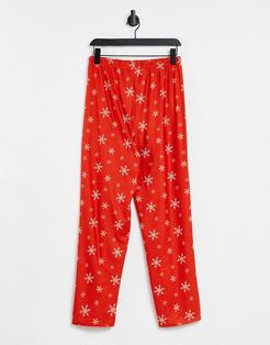 christmas snowflake pajamas in red and black-Multi